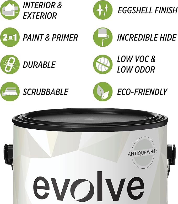EVOLVE Paint & Primer: Environment-friendly, Low Sheen with One-coat Coverage for Interior &