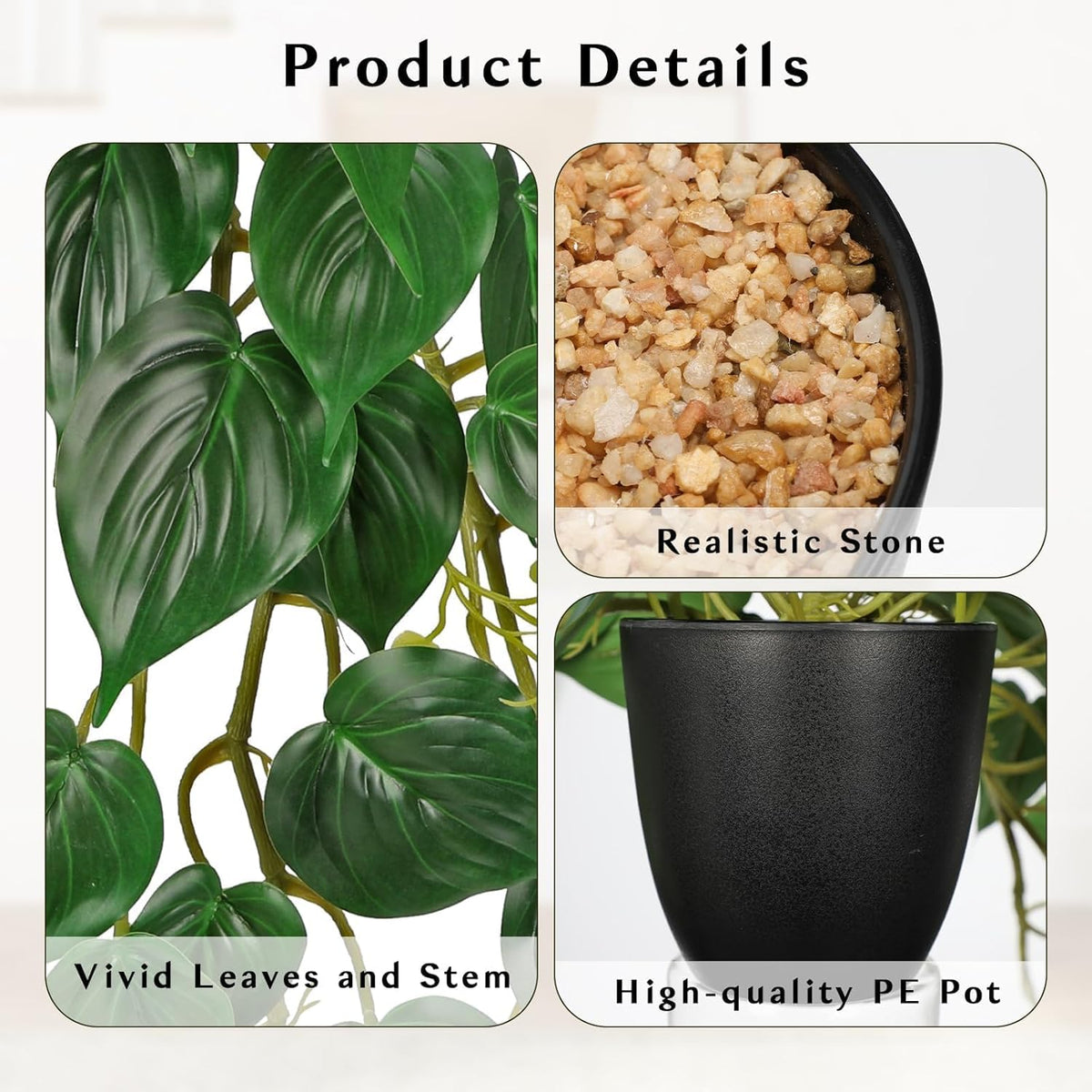 Fake Ivy Plant with Pot Artificial Pothos Leaves Featuring a White Frosted Finish for Home Shelf