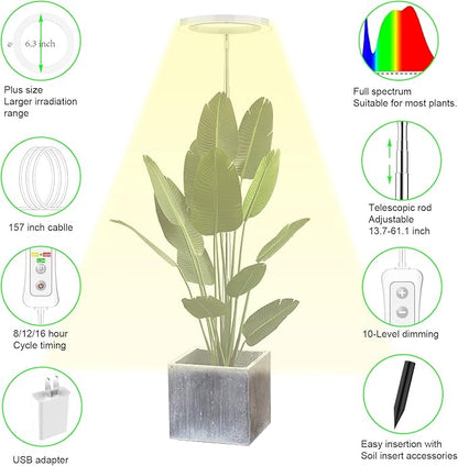 Plant Grow Light,yadoker LED Growing Light Full Spectrum for Indoor Plants,Height Adjustable