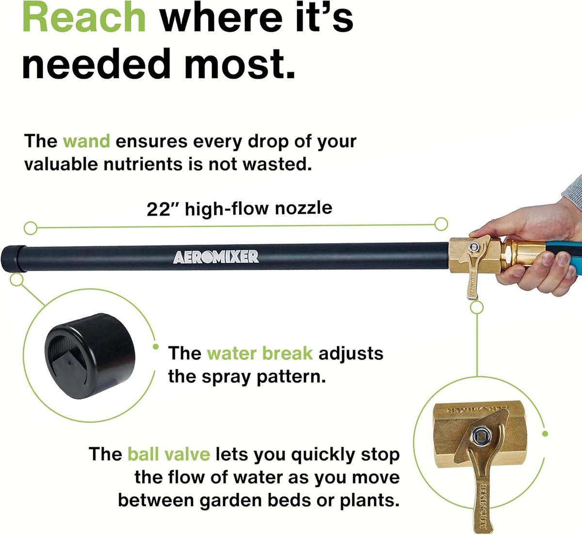 Aeromixer THE HOSE: All-In-One Watering Kit - Heavy Duty 1" 100 Ft Garden Hose, Kinkless Garden