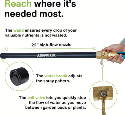 Aeromixer THE HOSE: All-In-One Watering Kit - Heavy Duty 1" 100 Ft Garden Hose, Kinkless Garden