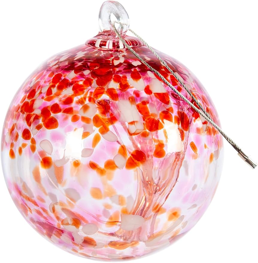 Dale Tiffany Hand Blown Glass, 6" Diameter Blush, Tree of Life Collection, Witch Globe Hanging