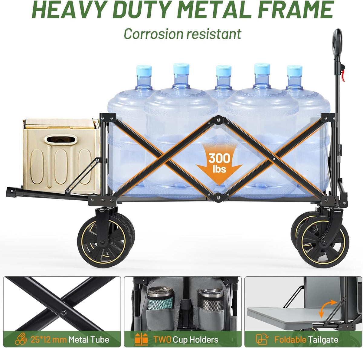 TIMBER RIDGE 49" Extra Long Collapsible Folding Wagon with Tailgate and Brakes, 250L Capacity