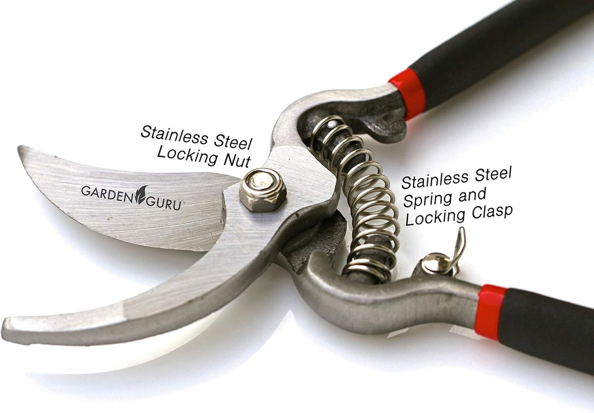 GARDEN GURU Classic Bypass Pruning Shears Clippers – Heavy Duty Forged Steel Garden Pruners