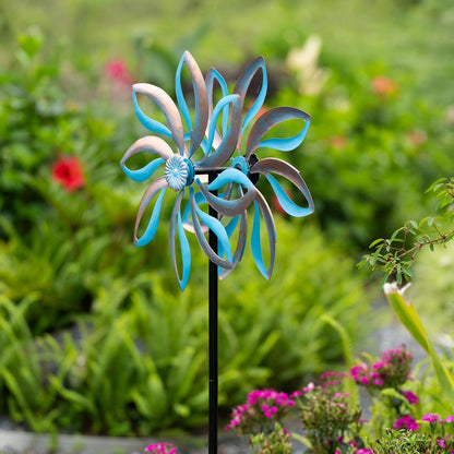 Metal Wind Spinners Outdoor,Vintage Kinetic Wind Spinner Garden Pinwheels with Metal Stake for