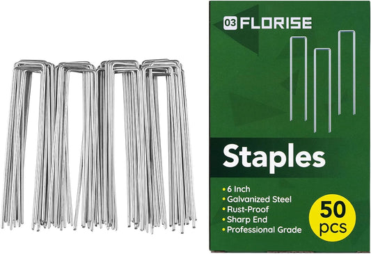 6 Inch Garden Stakes, 50 Pack Landscape Staples Anti-Rust 11 Gauge Galvanized Ground Stakes Pins