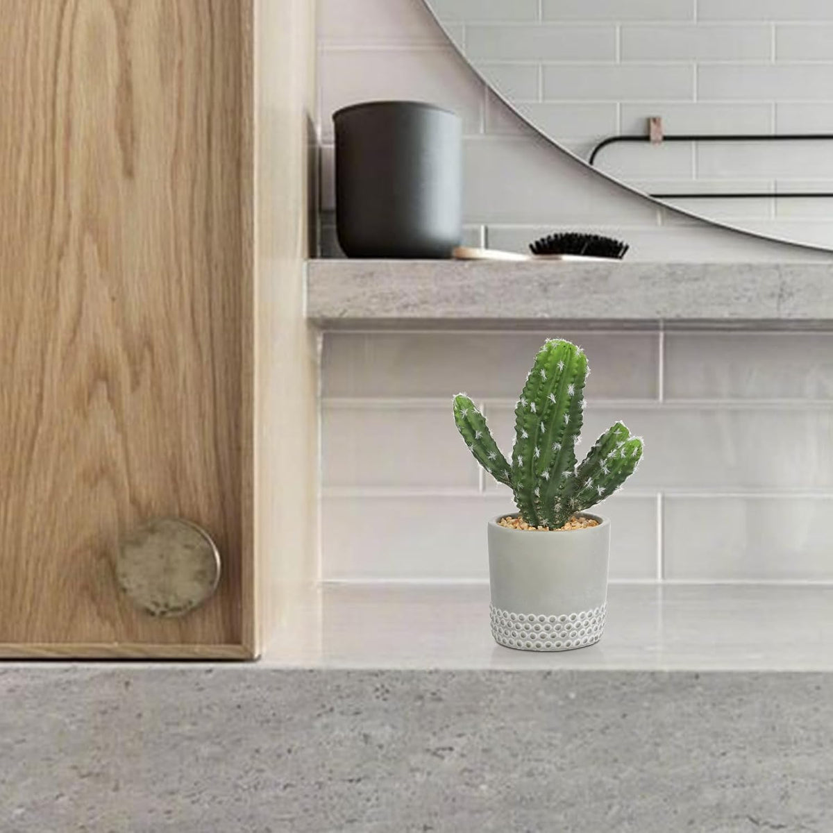 DILATATA 13' Small Fake Cactus Plant Potted 'San Pedro Cactus' Faux Cacti for Home Garden Office