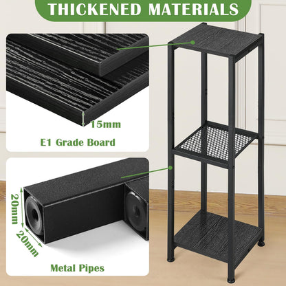 Extra Tall Plant Stand Indoor,40 Inch Plant Stands,3 Tier Metal Plant Stand with Heavy Duty Wood
