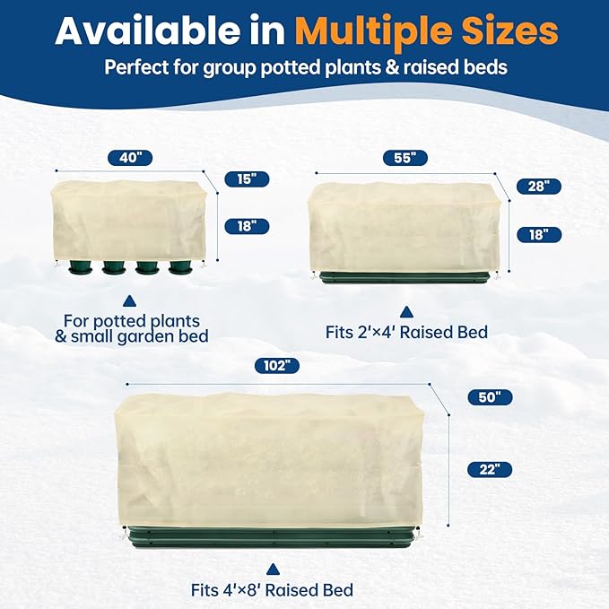 Plant Covers Freeze Protection, 2 Pack Garden Covers for Raised Bed, Frost Cloths for Outdoor