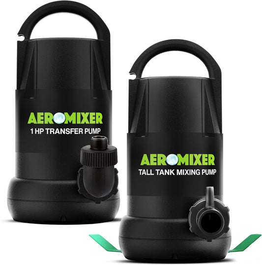 Aeromixer Tall Tank 3/4 HP Submersible Mixing + Aerating Pump with 1 HP Water Transfer Pump Bundle