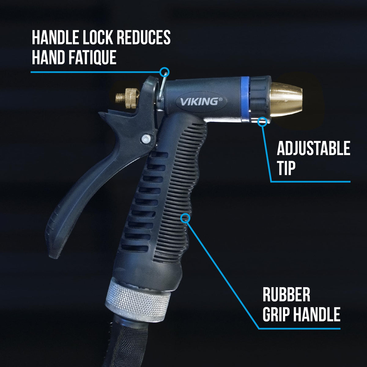 VIKING Hose Nozzle, Garden Hose Nozzle, Adjustable and Heavy Duty for Washing Car, Watering Plants