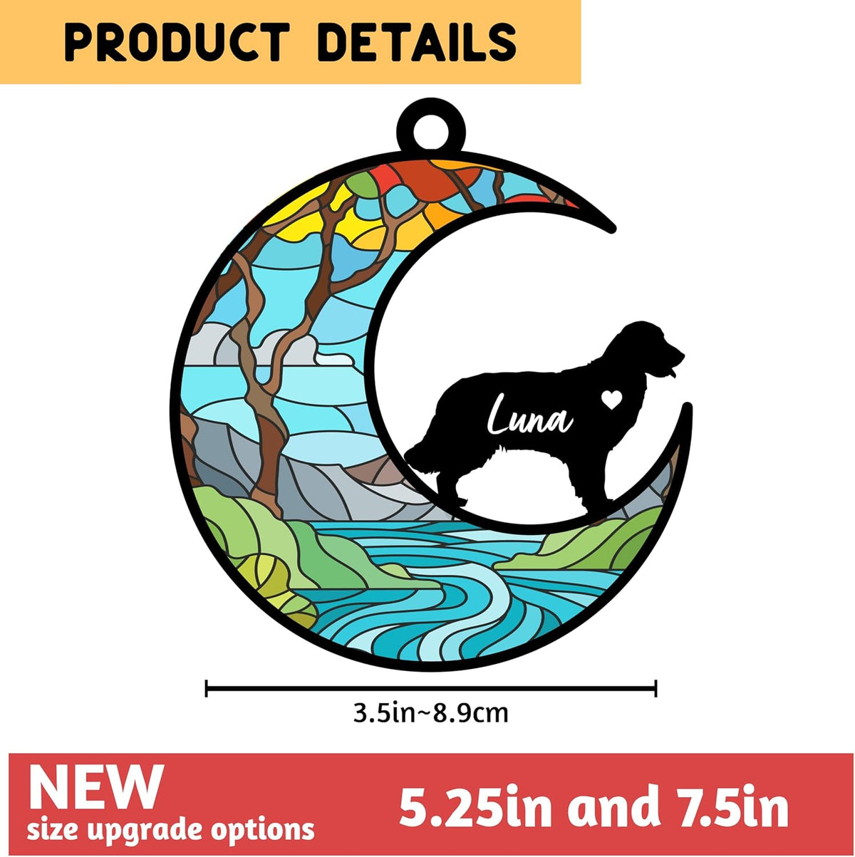 GIFTBYGIFTY Dog Memorial Suncatcher, Personalized w/Name and Dog Breeds, Pet Loss Suncatcher, Gifts