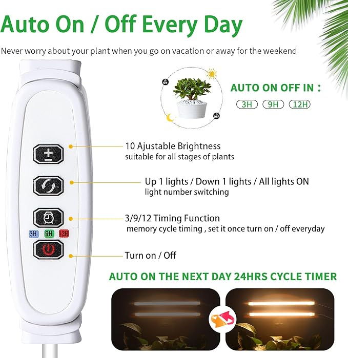 LED Grow Light Strips, 13 Inches Grow Lights for Indoor Plants Full Spectrum 3500K, 96 LEDs Plant