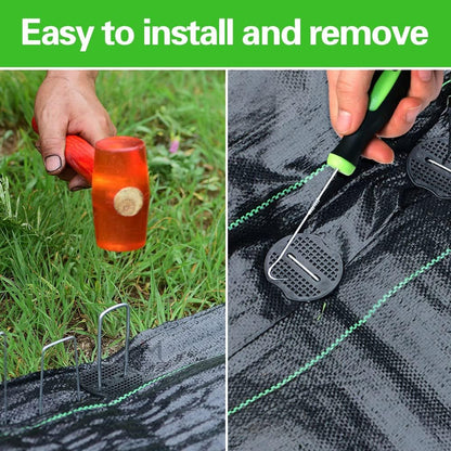 Bakulyor 150Pcs Landscape Staples + 150Pcs Gasket, 6 Inch Garden Stakes Staples 11 Gauge U Shaped