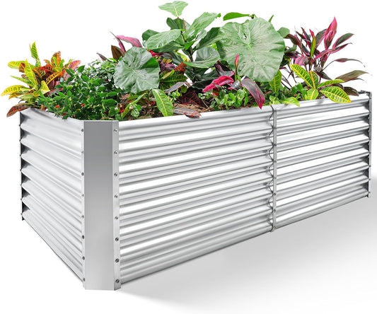 Land Guard 6×3×2 ft Galvanized Metal Raised Garden Bed, 2FT Deep Root Elevated Planter Box Steel