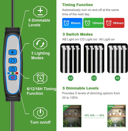 Wiaxulay Grow Lights for Indoor Plants, Full Spectrum, 6000K LED Plant Grow Light Strips, Grow Lamp