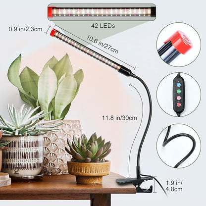 4-Pack Clip Grow Lights for Indoor Plants with Timer 4,8,12 Hr, 9W Power Home Plug, FECiDA 2025