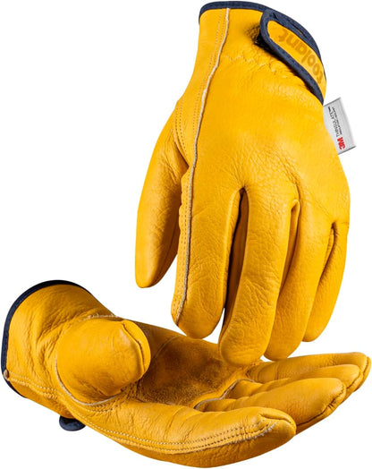Winter Leather Work Gloves, Warm Thinsulate Lining for Cold Weather Work, 100% Full Grain Cowhide