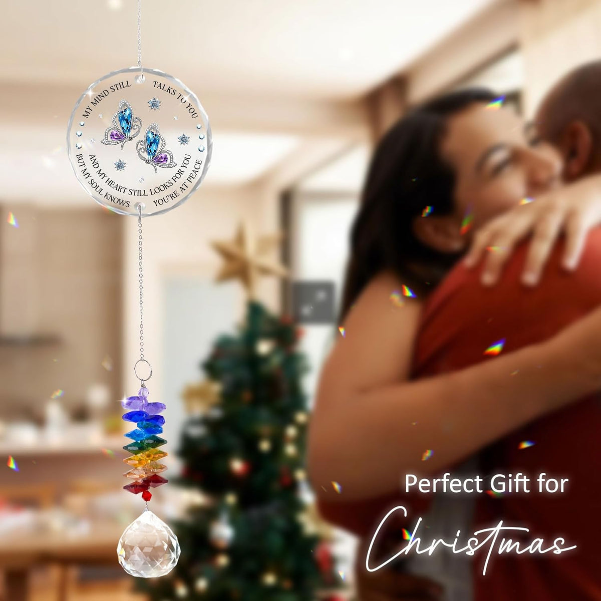 Glass Suncatcher Ornament - Memorial Gift for Loss of Loved One - My Mind Still Talks to You