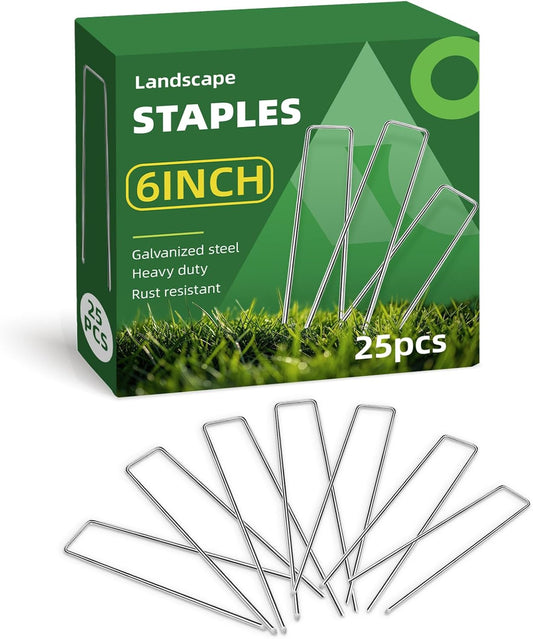 6 Inch Galvanized Landscape Staple, 11 Gauge Heavy Duty Garden Stakes for Barrier Fabric, Plant