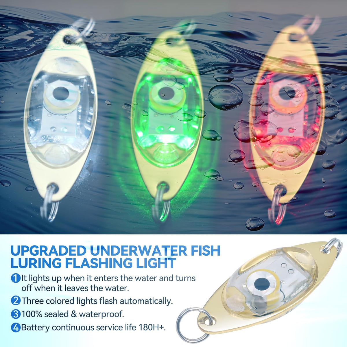 LED Underwater Fishing Lures，LED Lighted Bait Flasher，Deep Drop Fishing Lures，Fish Eye Attractive