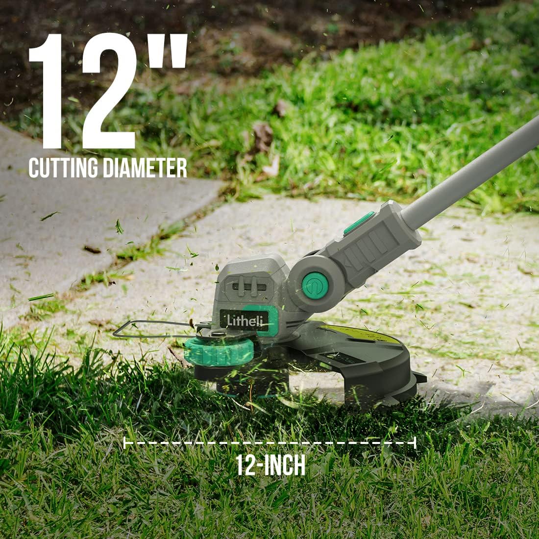 Litheli 20V 12 Inch Cordless String Trimmer/Edger, 2 X 2.0Ah Battery Powered Weed Eater with