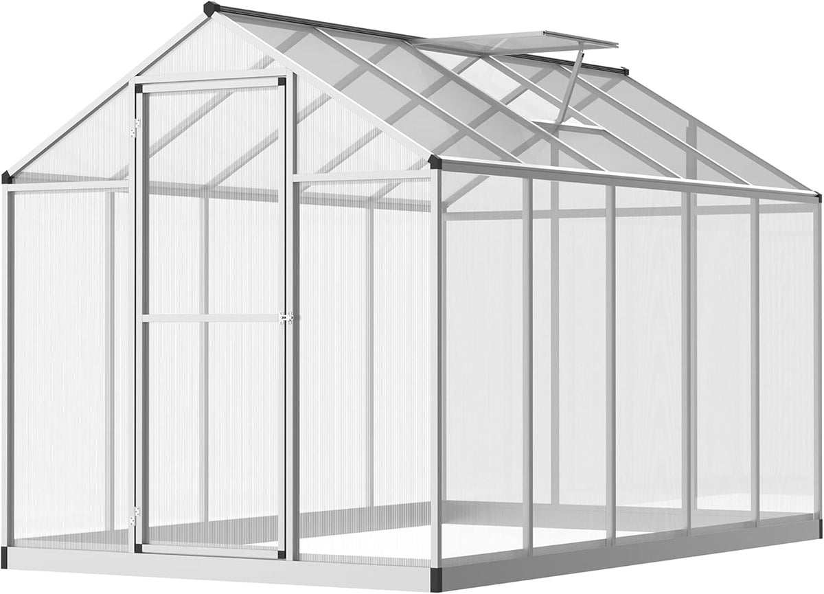 Outsunny 10' x 6' Greenhouse for Outdoors, Polycarbonate Greenhouse with Rain Gutter and Roof Vent