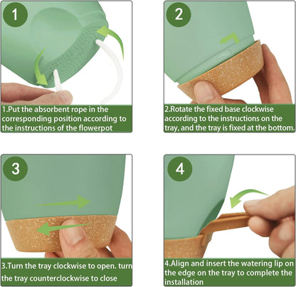 Self Watering Planters with Drainage Holes Reservoir,Nursery Planting Pot for Indoor Decor Garden