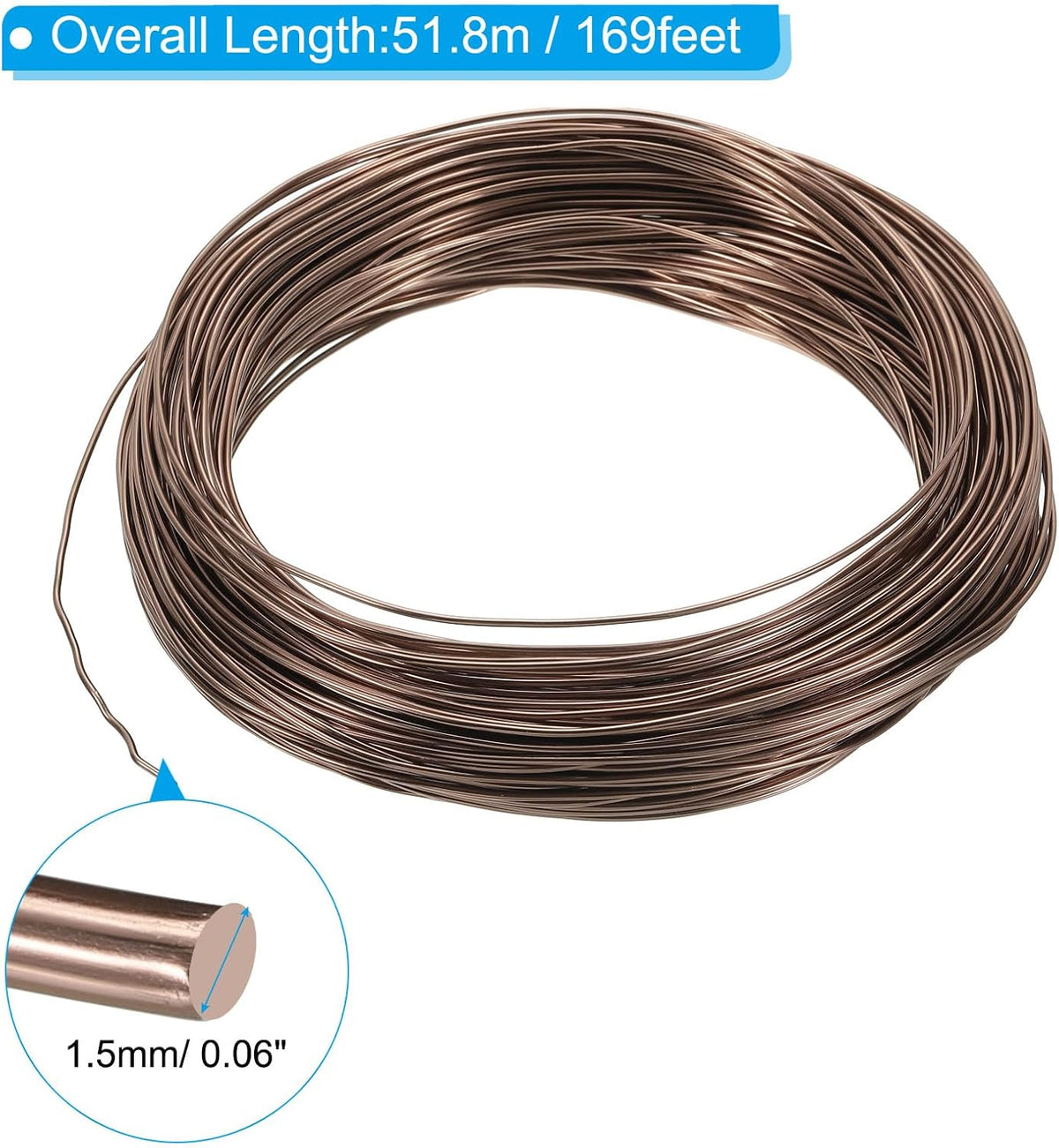 PATIKIL 1.5mm x 169ft Bonsai Training Wire,Floral Wire Stems Anodized Aluminum Tree Wire for