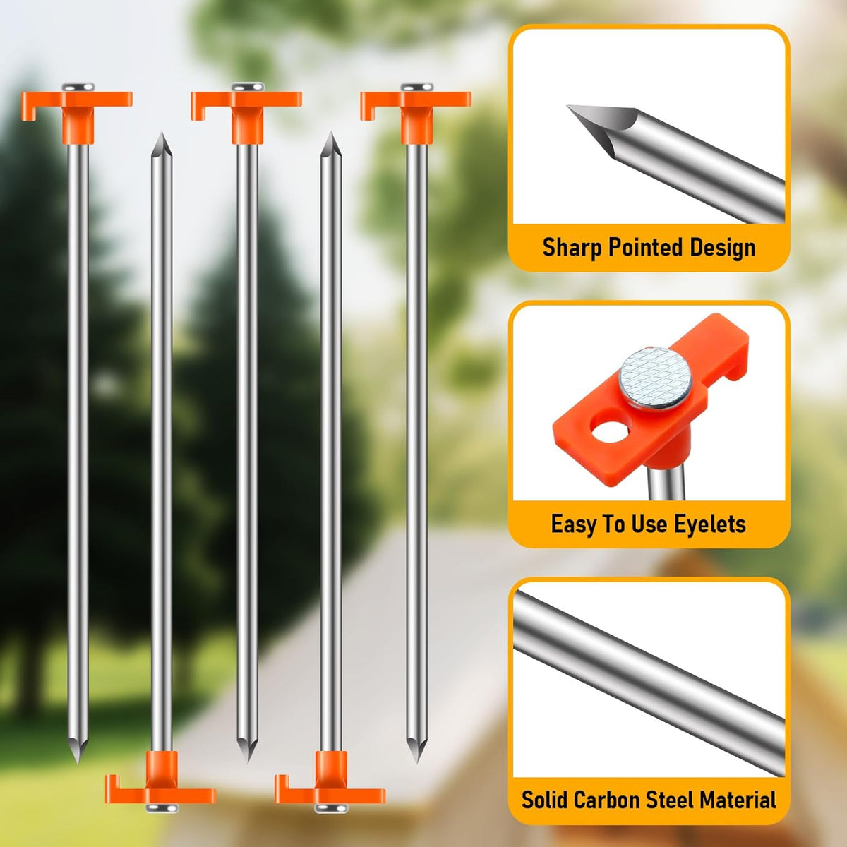 20 Pack Tent Stakes Heavy Duty, 9.84 Inch Rust-Proof Yard Stake Ground Stakes, Metal Tent Pegs for