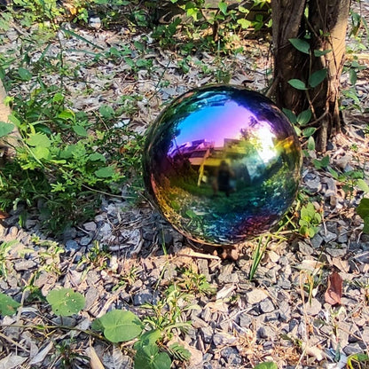 30cm/12 inch Garden Sphere Mirror Gazing Ball,Rainbow Stainless Steel Polished Reflective Smooth