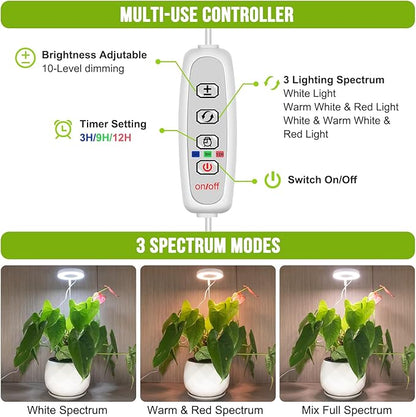 Grow Lights for Indoor Plants, 48 LEDs Full Spectrum Halo Plant Light for Indoor Plants, Height