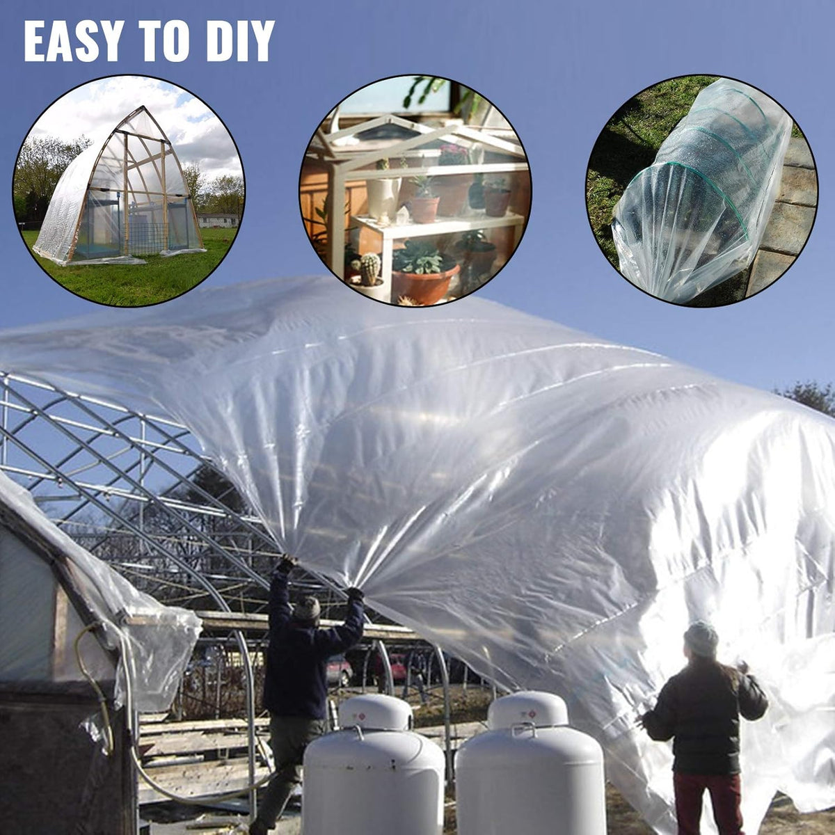 VEVOR Greenhouse Plastic Sheeting 10 x 25 ft, 6 Mil Thickness UV Resistant Clear Polyethylene Film