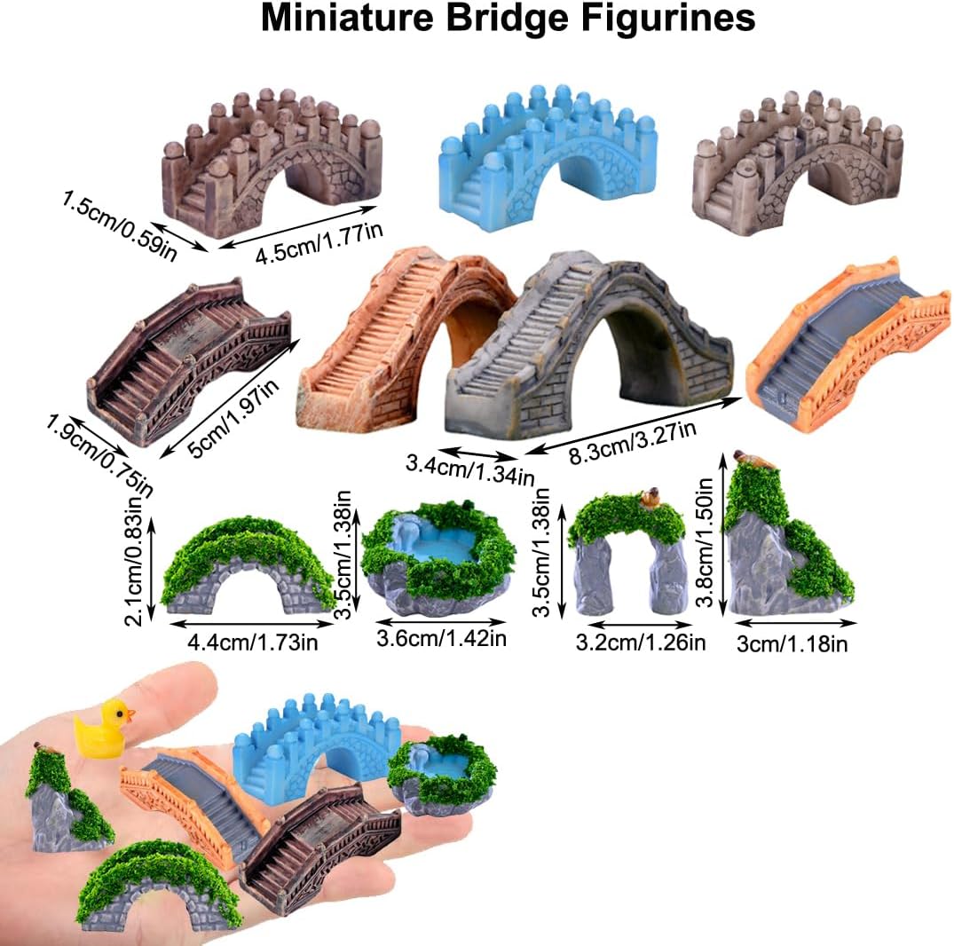 Fairy Garden Bridge 11 Pack Mini Bridge for Fairy Garden Accessories Outdoor Small Bridges