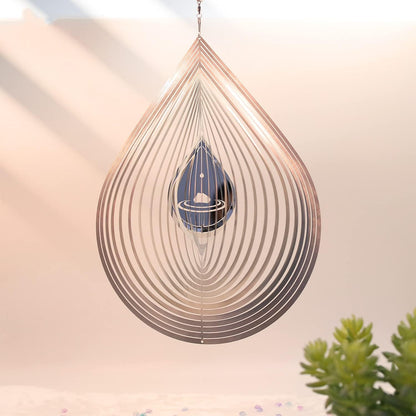 Wind Spinner 3D Water Droplets Shape Highly Reflective Stainless Steel Metal Outdoor Garden
