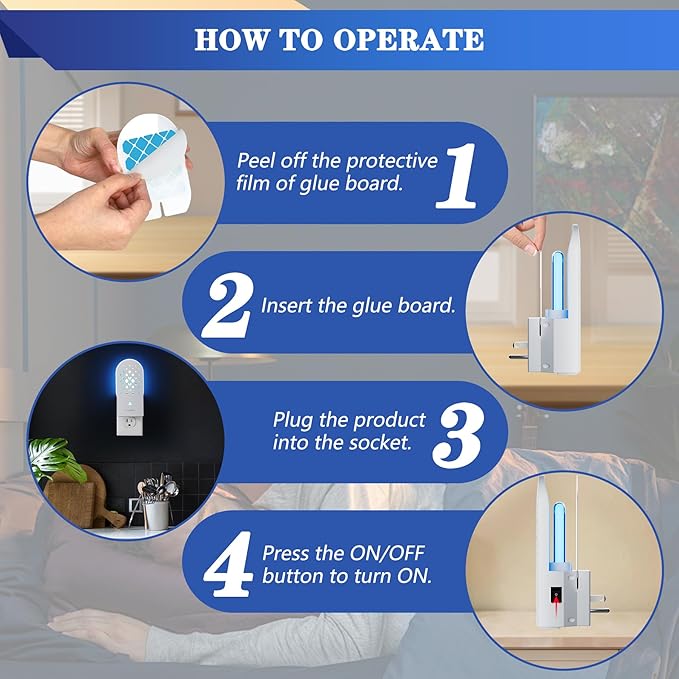 X-PEST Fly Trap Indoor, Gnat Traps with Light Tube, Plug in to Catch Flying Insects, Like Flies