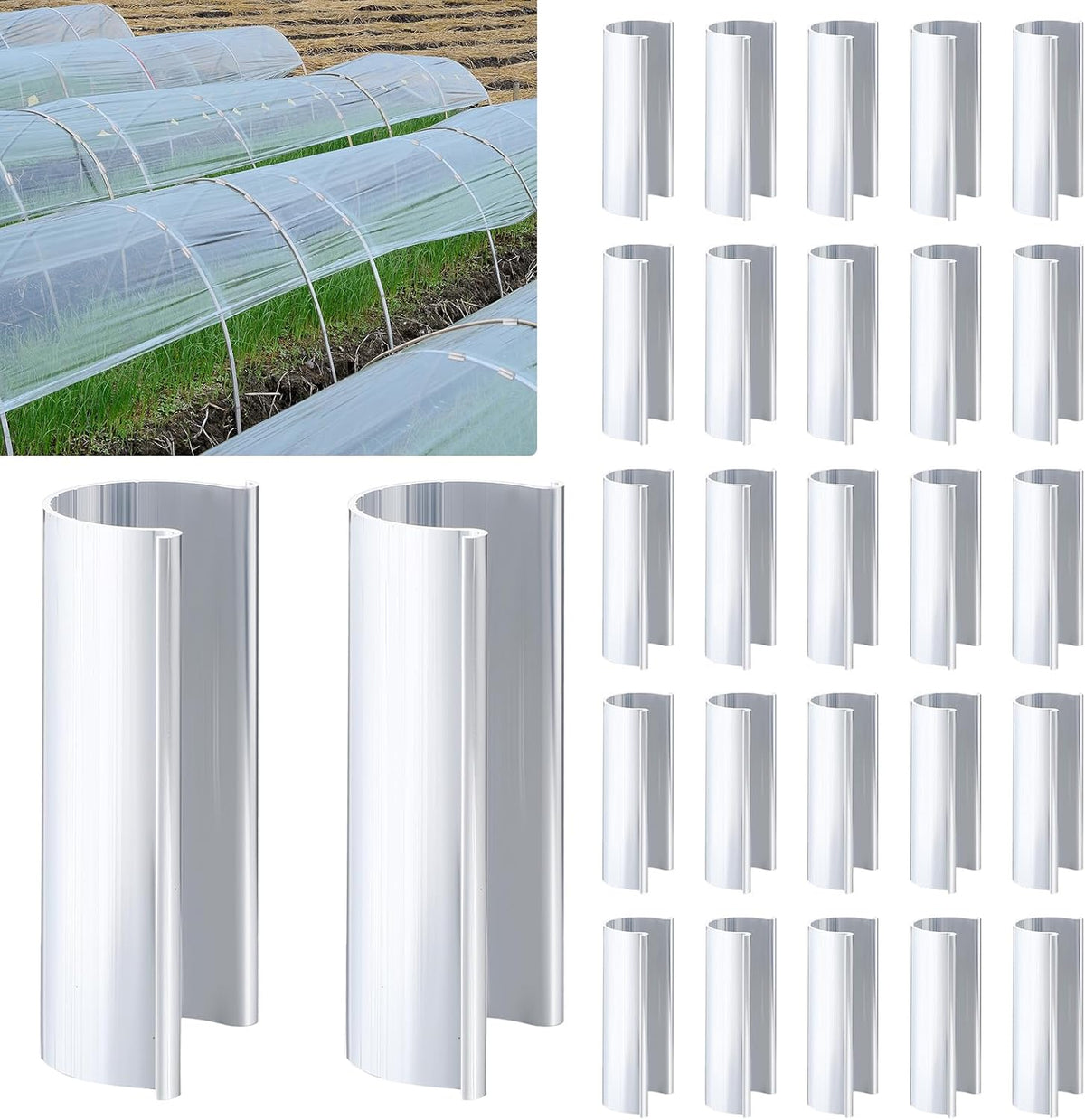 25 Pcs Aluminum Greenhouse Clamps, 1.1 x 3 Inch, Row Covers, Dog Beds, Quilting Frames Shelters
