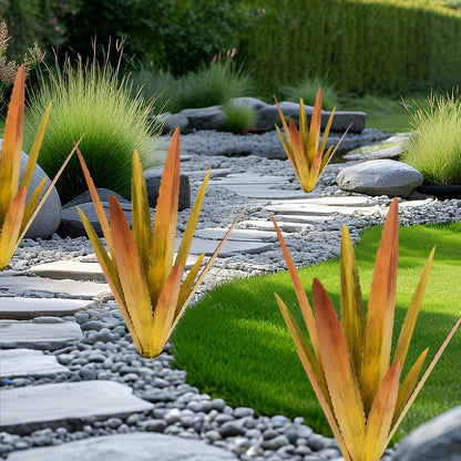 EROCK 2 Pcs Tequila Rustic Sculpture, Wind Resistant Metal Agave Plant Outdoor Home Decor, DIY