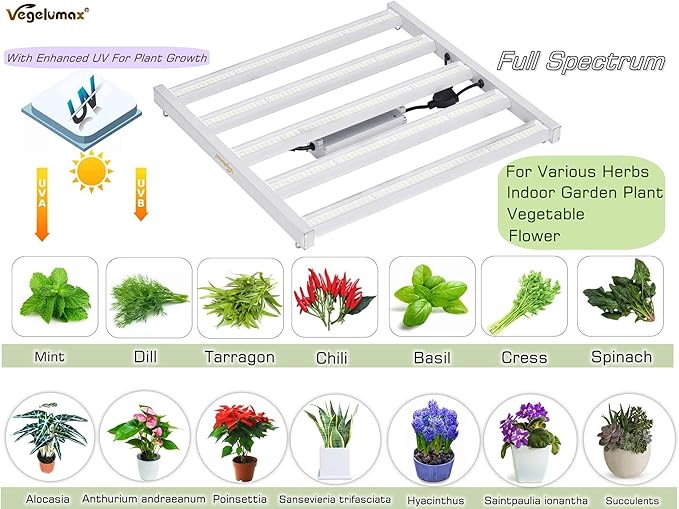 200Watt LED Grow Light 5 Bars with 780pcs Diodes,UV IR included,Full Spectrum Growing Lamp 100-277V