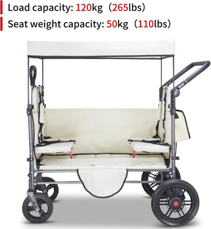 TMZ Collapsible Wagon Cart with Side-Opening Seat Conversion Design, Foldable Utility Wagon with 2