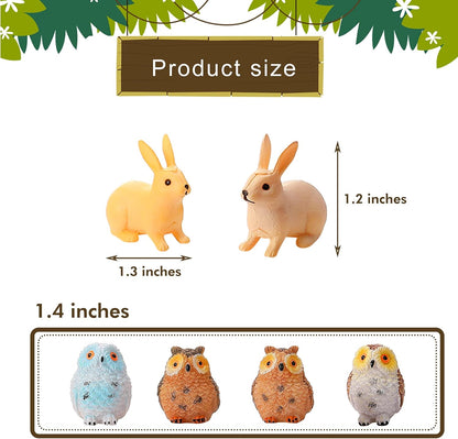 Skylety 12 Pcs Miniature Fairy House Garden Animals Fairy House Figurines Kit Mini Forest Animals