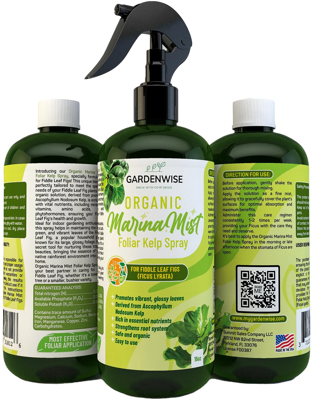 Organic Marina Mist Foliar Spray for Fiddle Leaf Fig and Other Ficus Trees | Micro Nutrients for