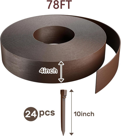 AGTEK 78FT Plastic Landscape Edging Coil Kit, 4 inch High Terrace Board Garden Edging Border with