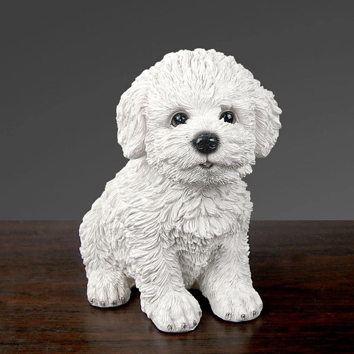 Dog Statue for Outdoor Maltese Dog Ornament Resin Bichon Frise Statue for Home Decor