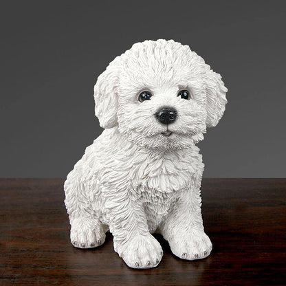 Dog Statue for Outdoor Maltese Dog Ornament Resin Bichon Frise Statue for Home Decor