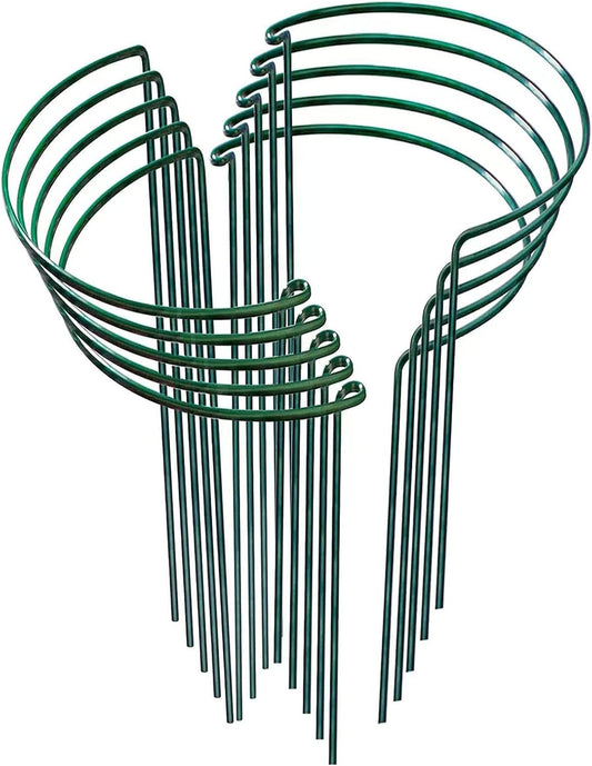 Plant Support Stakes,10Pack Metal Garden Plant Stake,Green Plant Support Ring Cage for