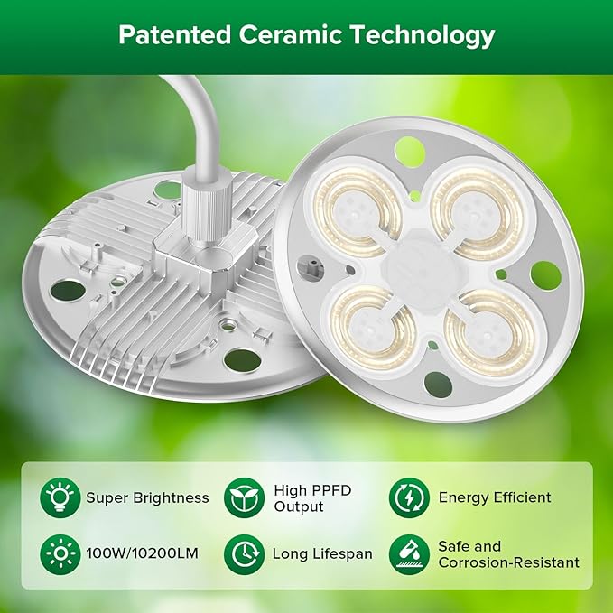 SANSI Grow Lights for Indoor Plants, 100W Full Spectrum Tall Plant Lights for Indoor Growing