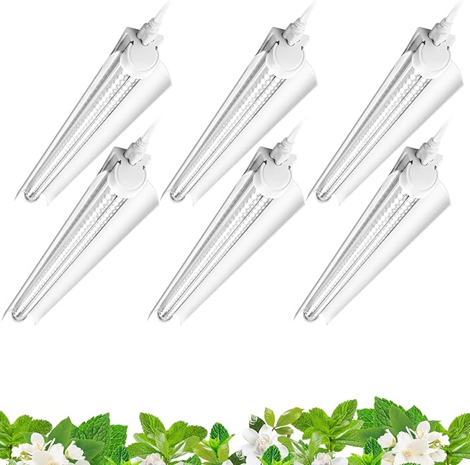 Barrina Grow Lights, 2FT 5000K White Full Spectrum Plant Growing Lamps, 144W(6 x 24W, 800W