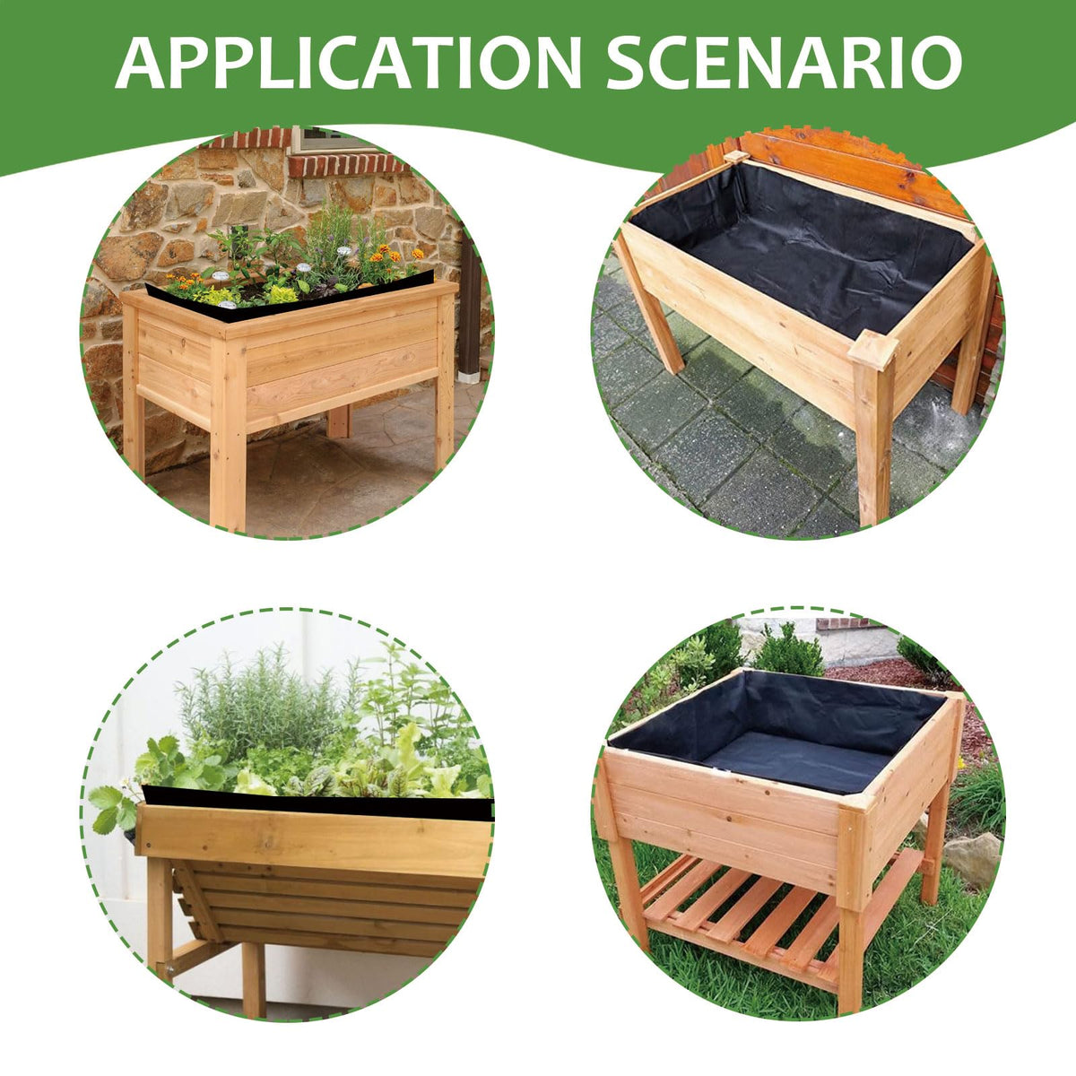Qivine Raised Garden Bed Liner, Waterproof Raised Flower Bed Planter Liner, 5Ft x 9Ft Rectangle