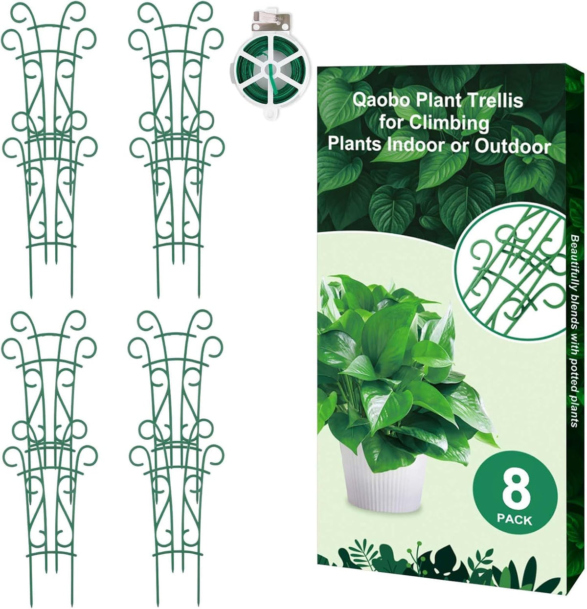 Indoor Plant Trellis for Climbing Plants, 8 Pack Garden Trellis for Potted Plants Stackable Plant